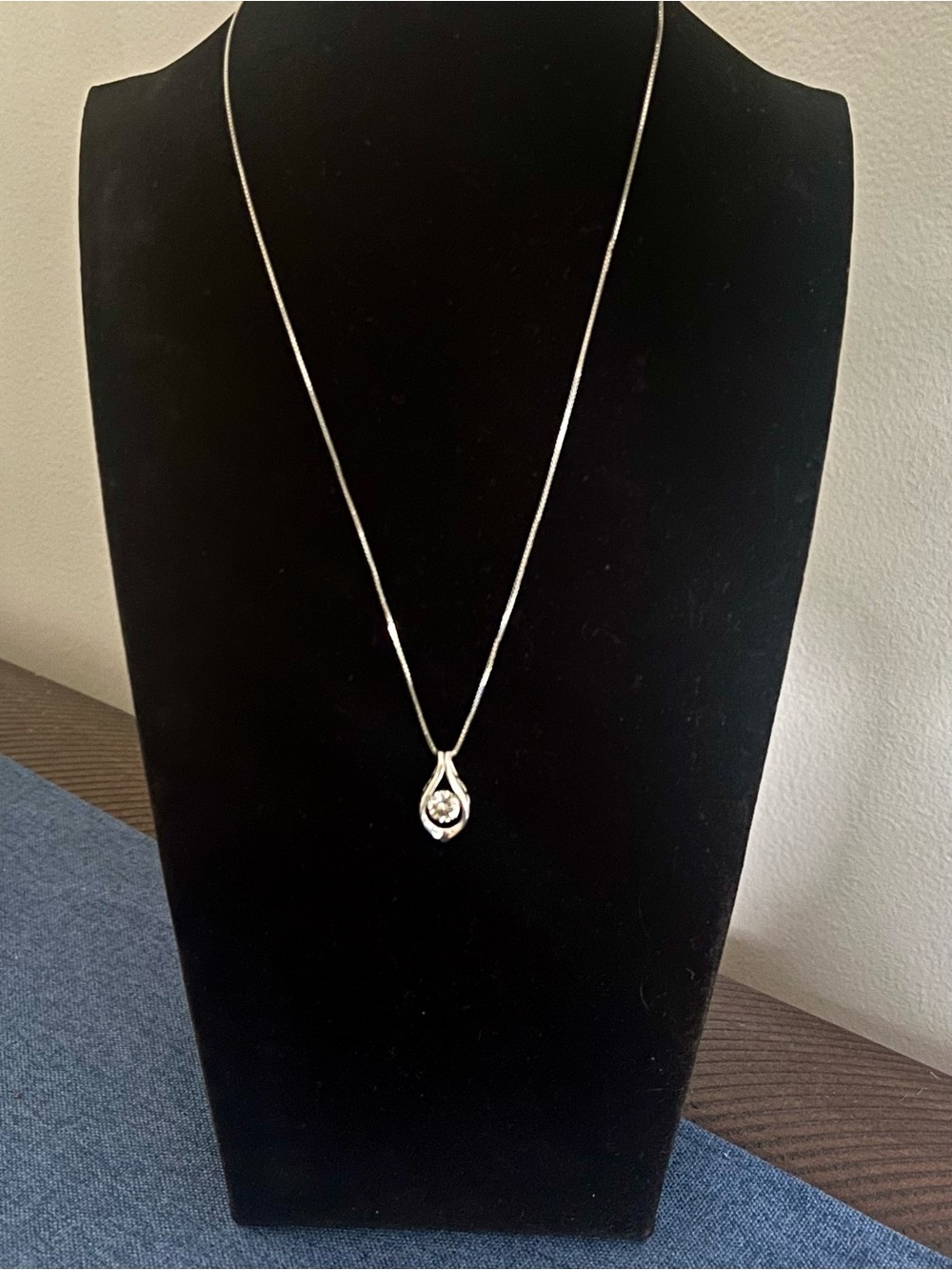 OTC Floating Diamond Simulated Solitaire Sterling Silver Pendant Necklace 18” - Picture 12 of 15